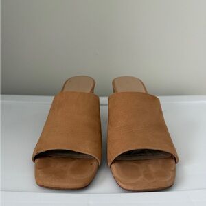 Aldo Haran Suede Block Heel Open Toe Tan